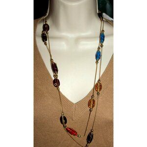 Express Vintage Style Station Hand Made Glass Bead Necklace Y2K Deadstock